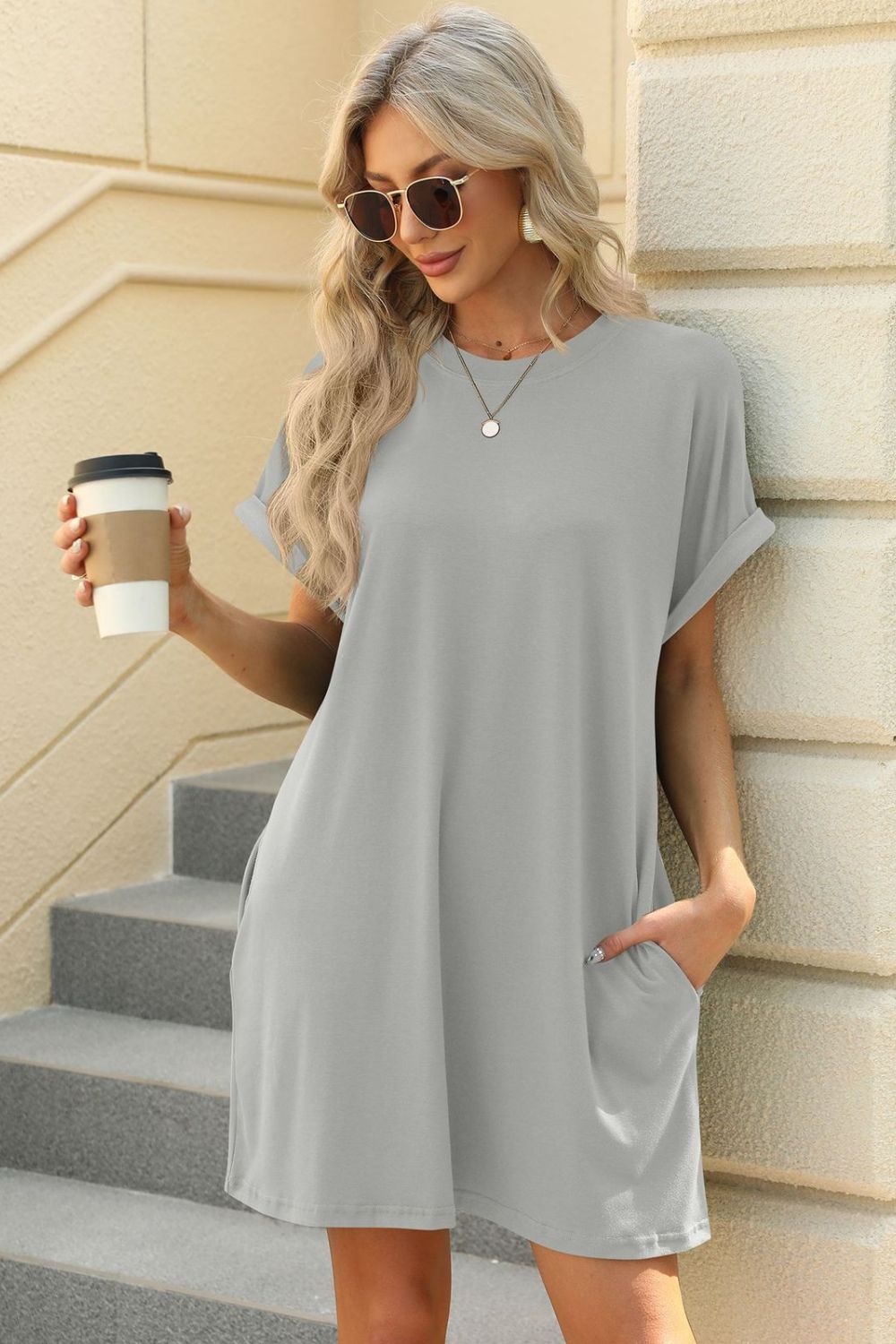 Florira Short Sleeve Mini Dress with Pockets - Ladyez