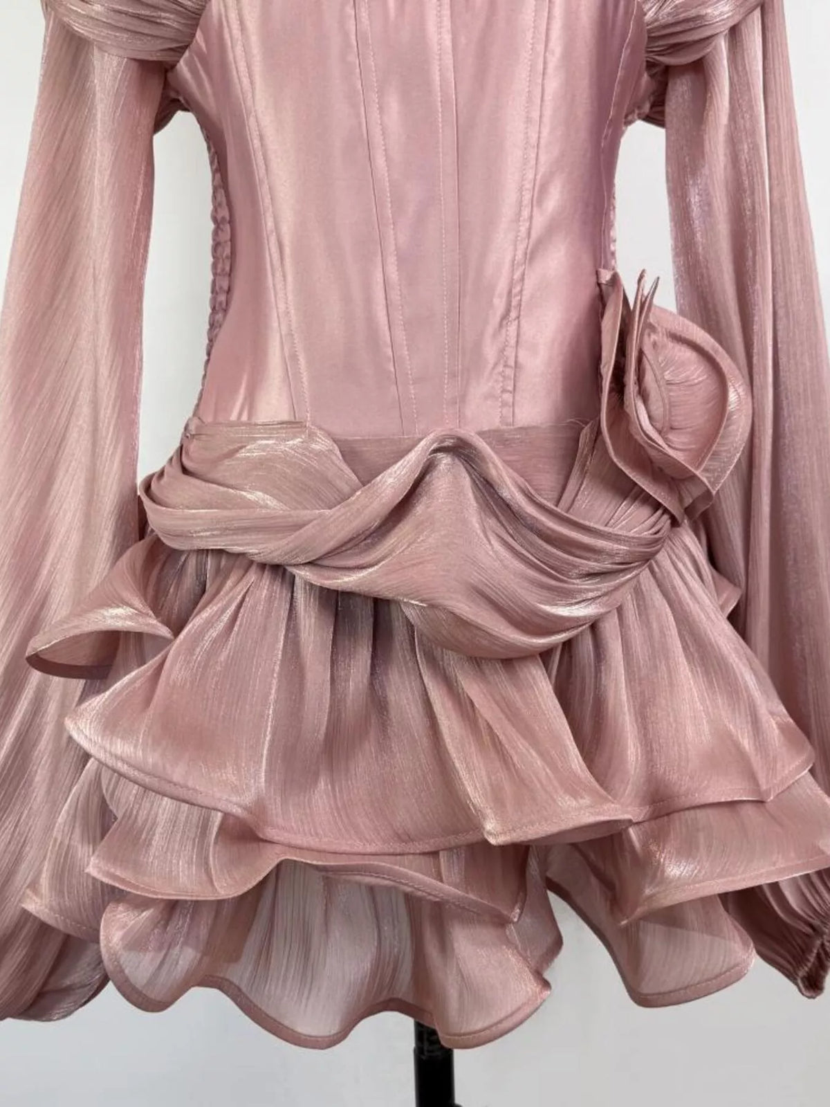 Ruffled Long Sleeve Mini Dress