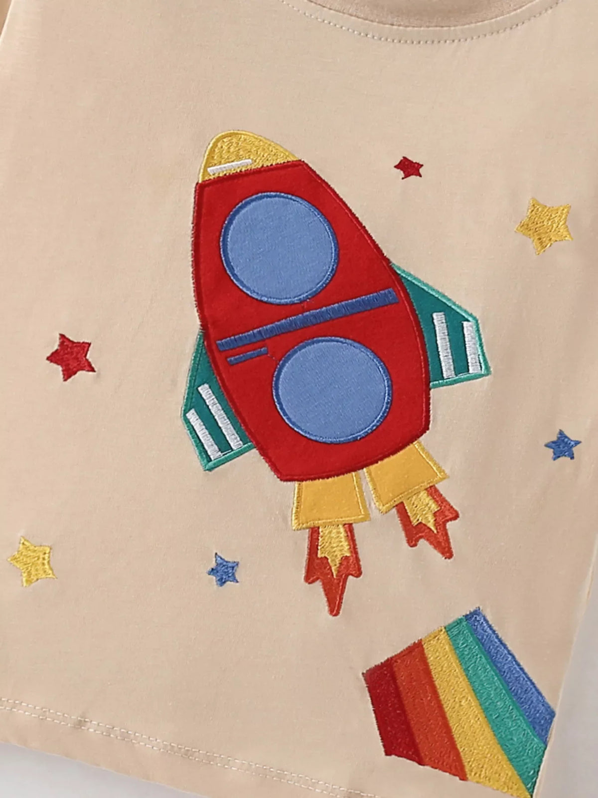 Children's Rocket Embroidered Short Sleeve T-Shirt