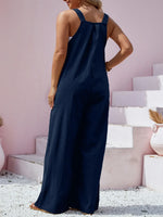 Plus Size Square Neck Wide Leg Overalls