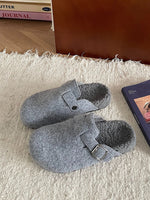 Cozy Plush Buckle Detail Slip-Ons