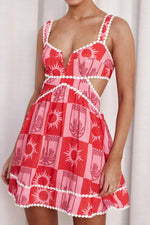 Cutout Printed Mini Dress