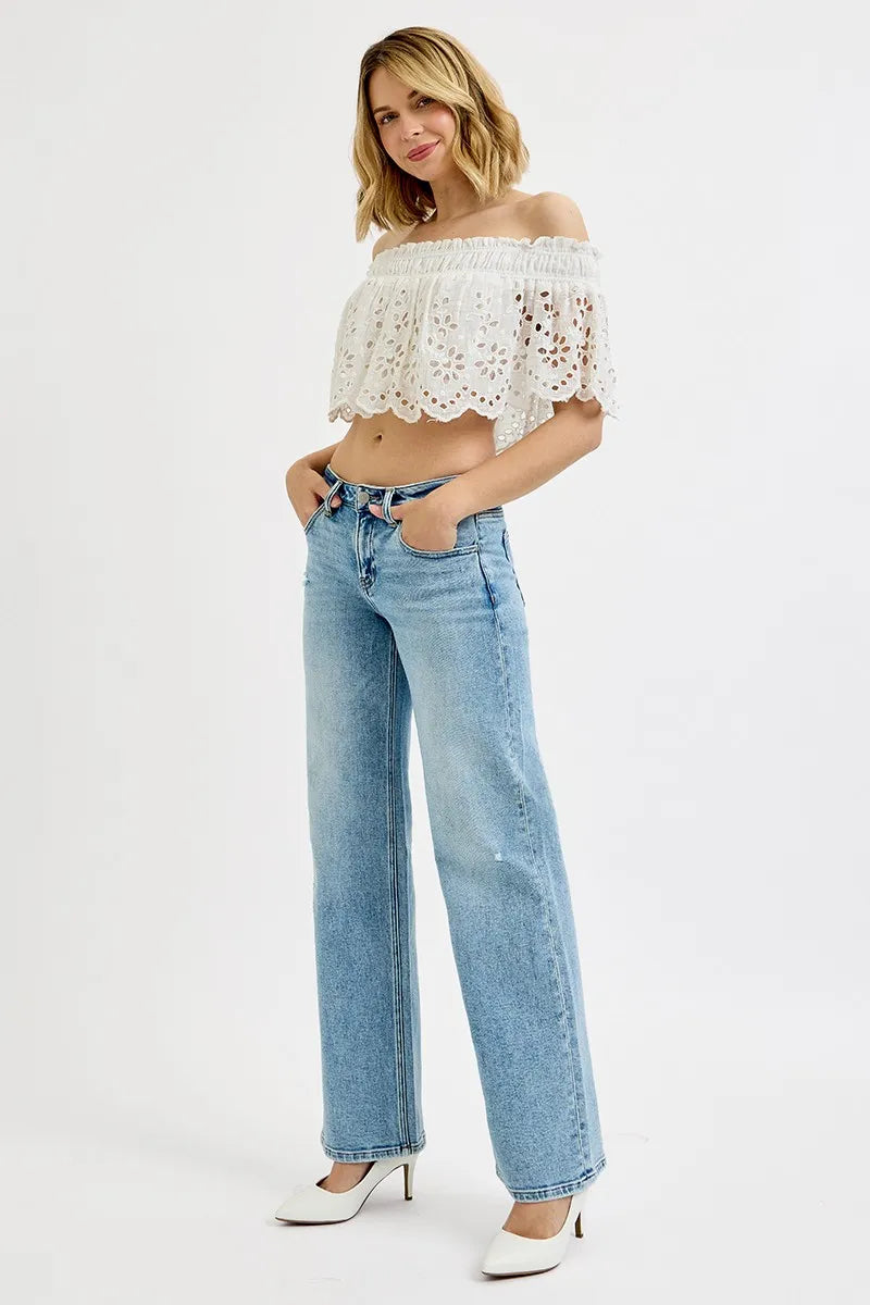RISEN Full Size Low Rise Ankle Boyfriend Distressed Jeans Plus Size - Ladyez