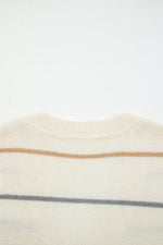 Striped V-Neck Button-Up Cardigan