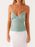 Crisscross Back V-Neck Cami - Ladyez