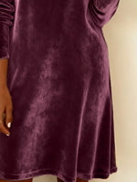 Velvet Cowl Neck Long Sleeve Mini Dress