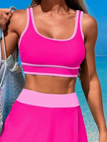 Scoop Neck Top and Skort Swim Set - Ladyez