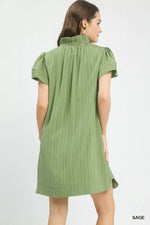 Umgee Flutter Sleeve V-Neck Shift Dress