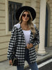 Plaid Button Up Long Sleeve Drawstring Hooded Jacket