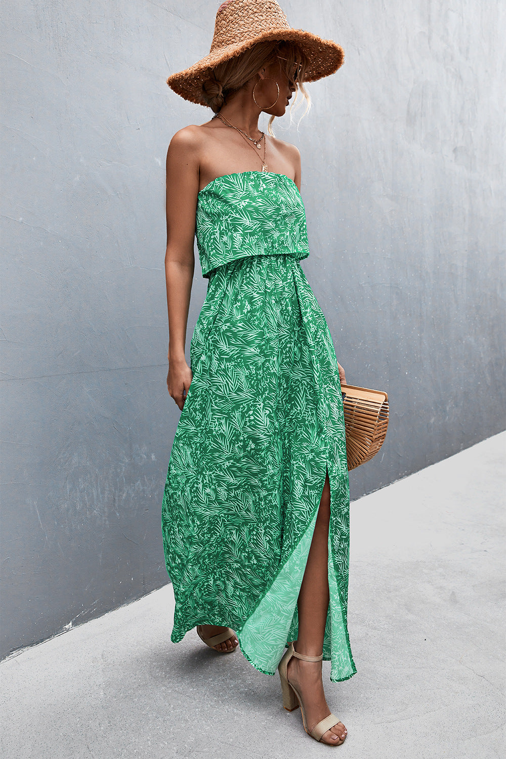 Strapless Split Maxi Dress - Ladyez