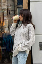 Contrast Round Neck Long Sleeve Sweater