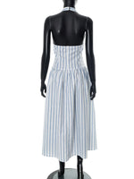 Striped Halter Neck Midi Dress with Tie Front Detail - Ladyez