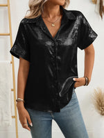 Button Up Short Sleeve Shirt - Ladyez