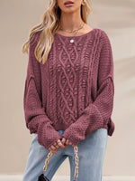 Textured Knit Round Neck Sweater