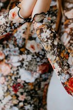 Printed Long Sleeve Midi Slim Dress