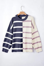 Striped Round Neck Long Sleeve Knit Top