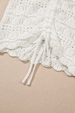 Hollowed Knit V Neck Drawstring Sweater Vest