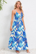 Printed Surplice Maxi Cami Dress - Ladyez
