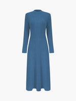 Ribbed Knit Long Sleeve Midi Dress
