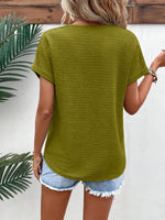 Textured Solid Color Short Sleeve Top