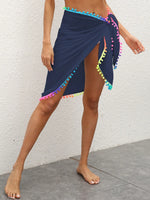 Rainbow Pompom Trim Swim Skirt - Ladyez
