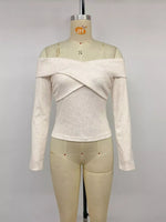 Crisscross Off-Shoulder Long Sleeve Top