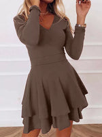 V-Neck Layered Ruffle Mini Dress