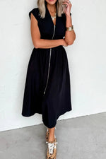 Sleeveless Zip-Front Maxi Dress