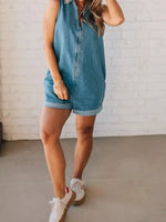 Sleeveless Zip-Up Denim Romper
