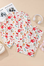 Printed Collared Neck Top and Pants Lounge Set - Ladyez