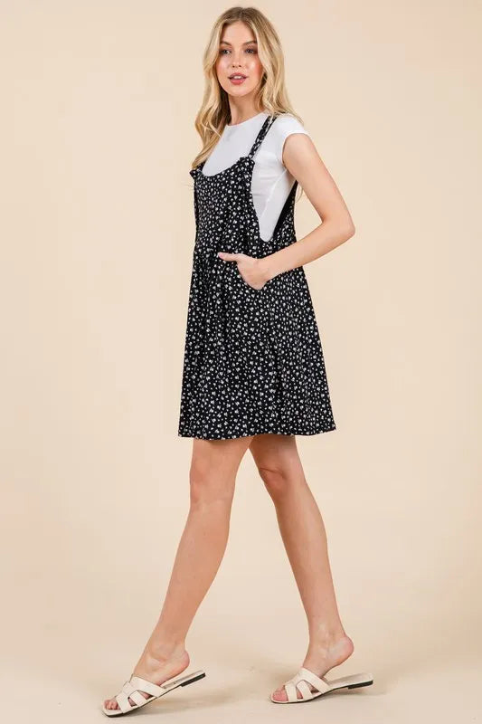 BOMBOM Floral Print Overalls with Pockets - Ladyez