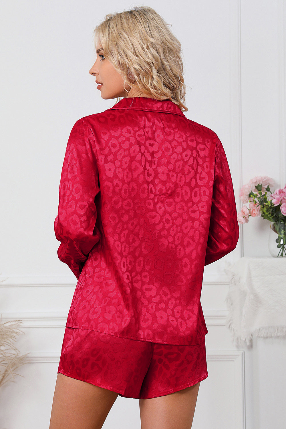 Long Sleeve Shirt and Shorts Lounge Set - Ladyez