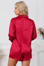 Long Sleeve Shirt and Shorts Lounge Set - Ladyez