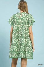 Umgee Abstract Print Babydoll Mini Dress
