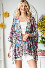 Heimish Full Size Multi Color Snake Open Cardigan Plus Size