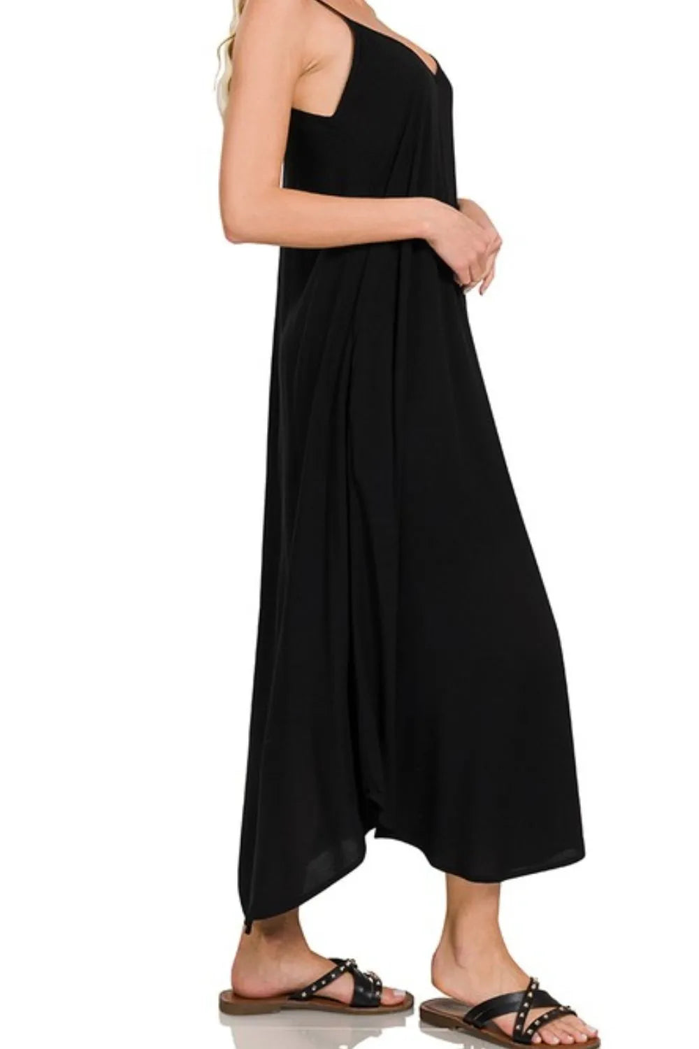 Zenana Woven Arc Hem Cami Dress With Flowy Pockets