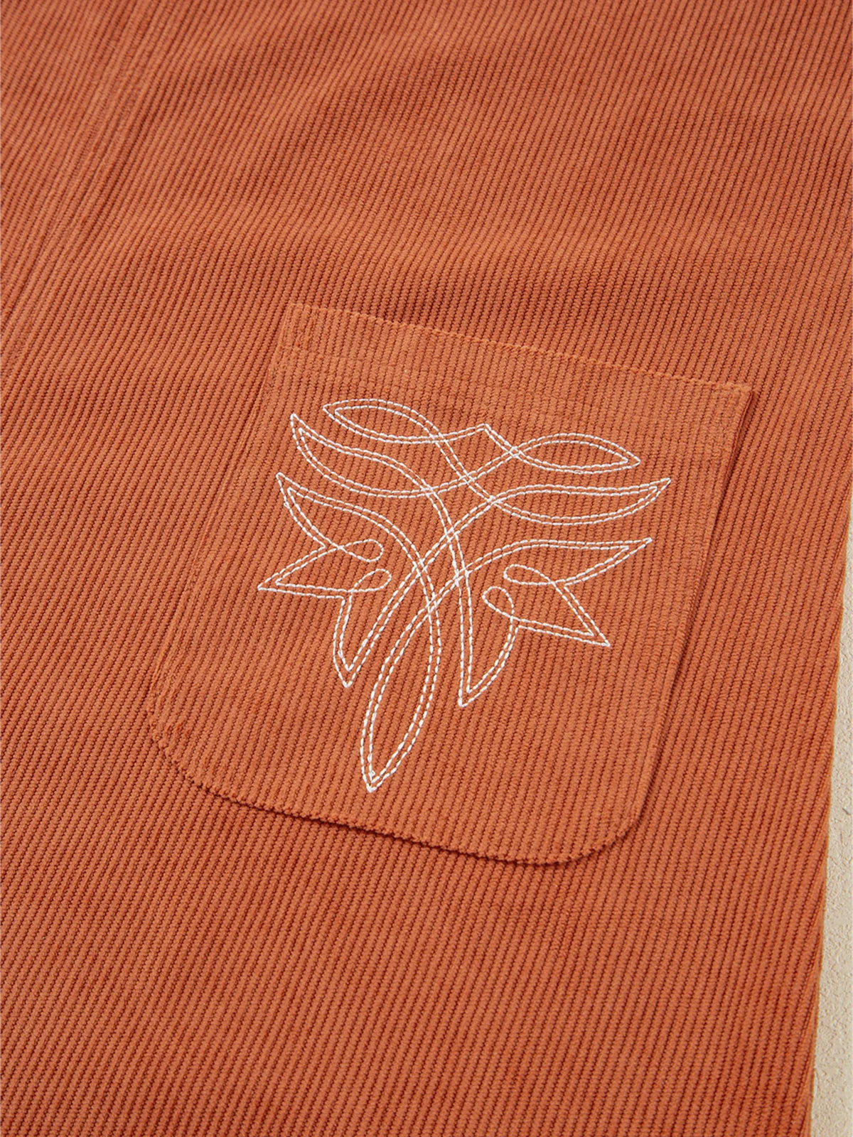 Corduroy Western Embroidered Patched Pocket Shift Sleeveless Mini Dress