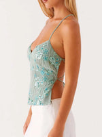 Crisscross Back V-Neck Cami - Ladyez