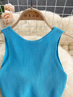 Knot Back Sleeveless Knit Bodycon Midi Dres