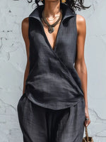 Full Size Sleeveless Top and Pants Two-Piece Set Plus Size