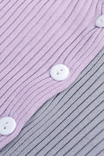 Perfee Contrast Button Up Long Sleeve Cardigan