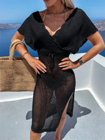 Slit Surplice Cap Sleeve Cover Up - Ladyez