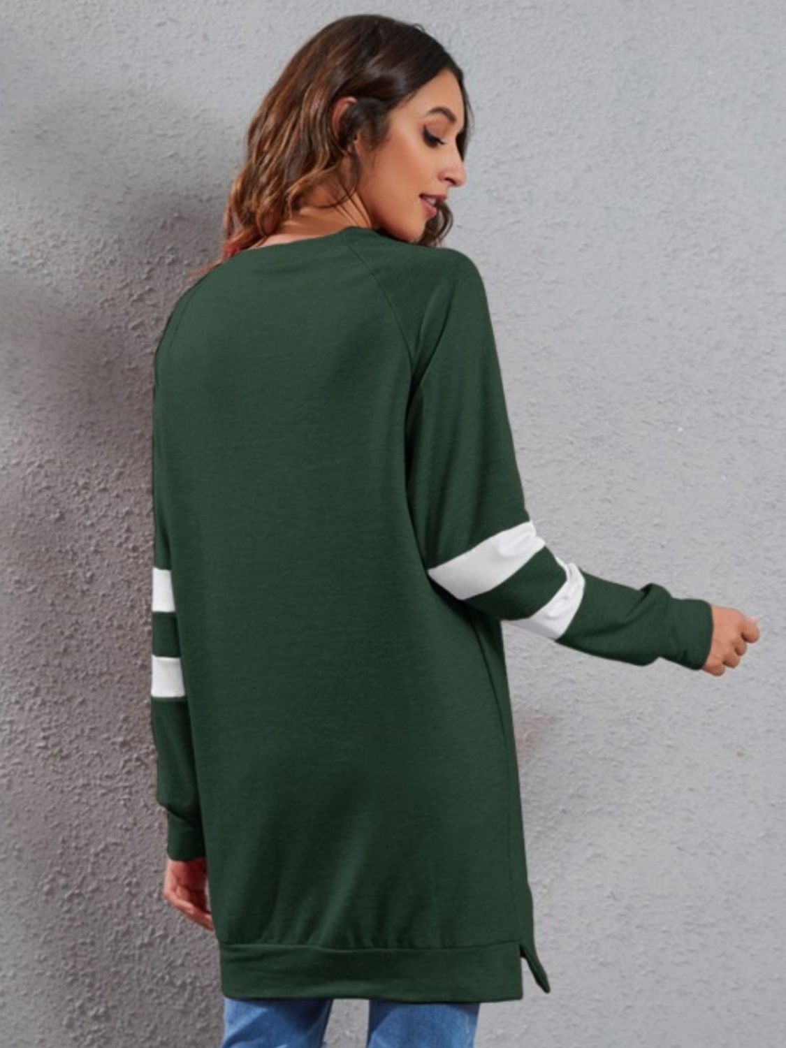 Full Size Striped Round Neck Long Sleeve T-Shirt - Ladyez