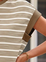 Striped Round Neck Casual T-Shirt