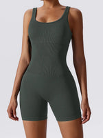 Basic Bae Ribbed Sleeveless Active Romper - Ladyez