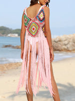 Fringe Spaghetti Strap Cover-Up - Ladyez