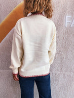 Bow Pattern Round Neck Sweater