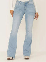 Full Size Wash Flare Jeans with Pockets Plus Size - Ladyez