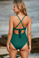 Cutout V-Neck Spaghetti Strap One-Piece Swimwear - Ladyez