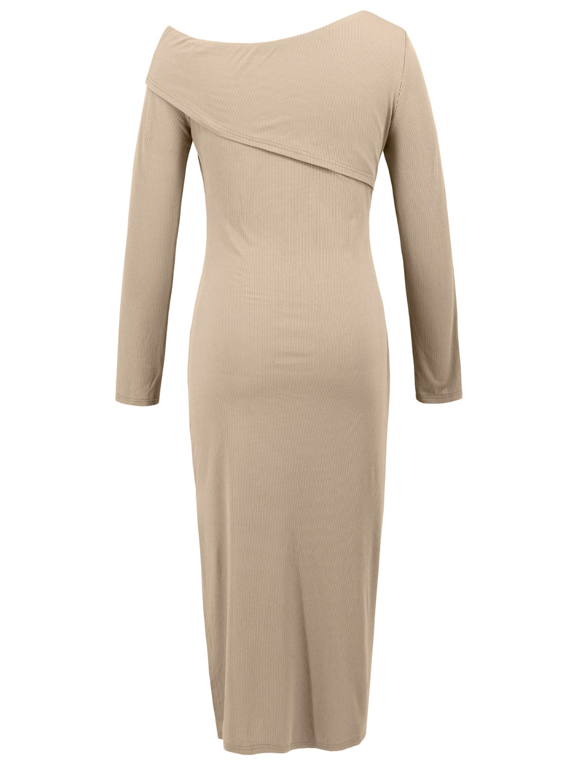 Slit One Shoulder Long Sleeve Dress - Ladyez
